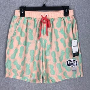 Mossman Australia Swim Trunk Small Peach Stretch Pineapple Volley Board 6 Inseam